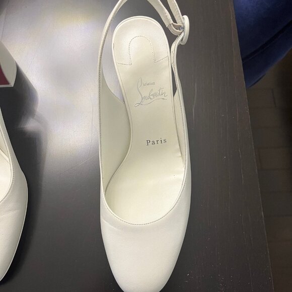 New Christian Louboutin Size 9 Slingback White Summer Shoes - Never Worn - Picture 12 of 13